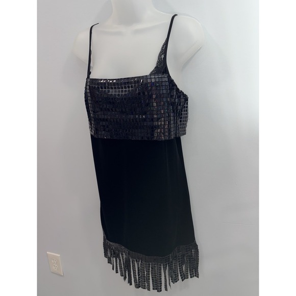 Gillian & O'Malley Black Sequin Trim Slip Pajama Dress S Dark Romantic Goth - Picture 4 of 11